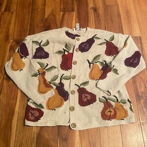 VINTAGE FRUIT / PEAR KNIT WHIMSICAL CARDIGAN